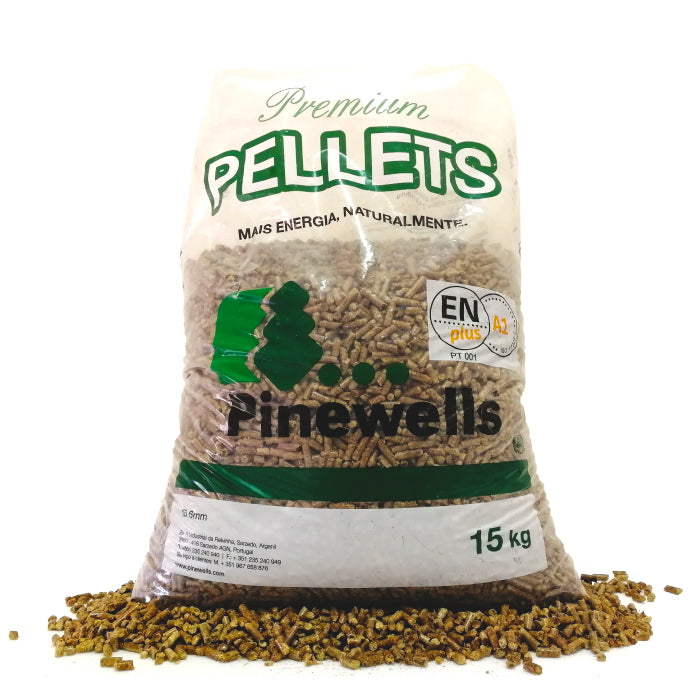Pellets de madeira de PELLETS PINEWELLS – Palete com 15 kg 20 sacos